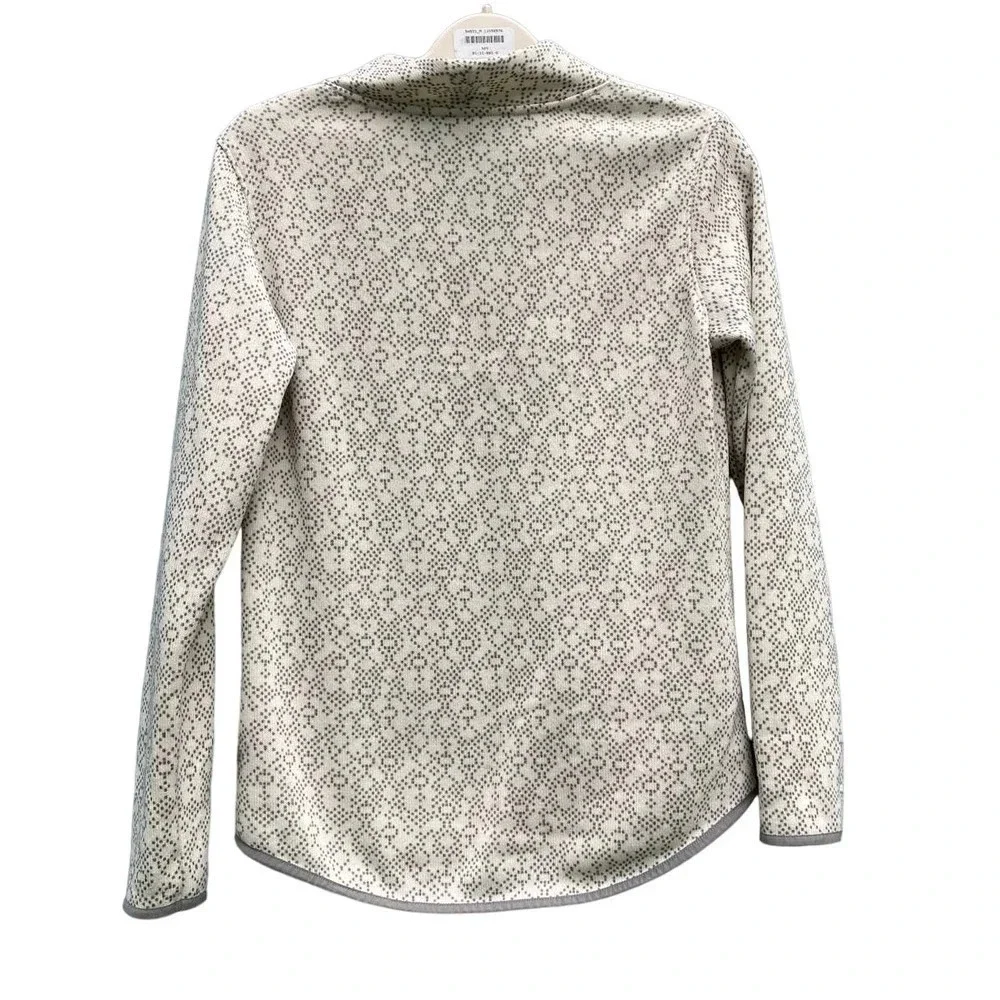 Eddie Bauer Women White Gray Geometric Pattern Sweater Medium